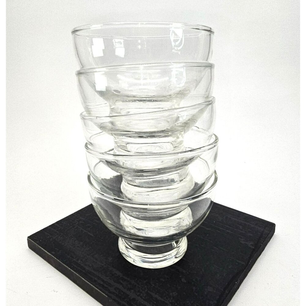 Clear Glass Footed Sherbert Dessert Bowls With Minimalist Design Set of 5 JJ3806